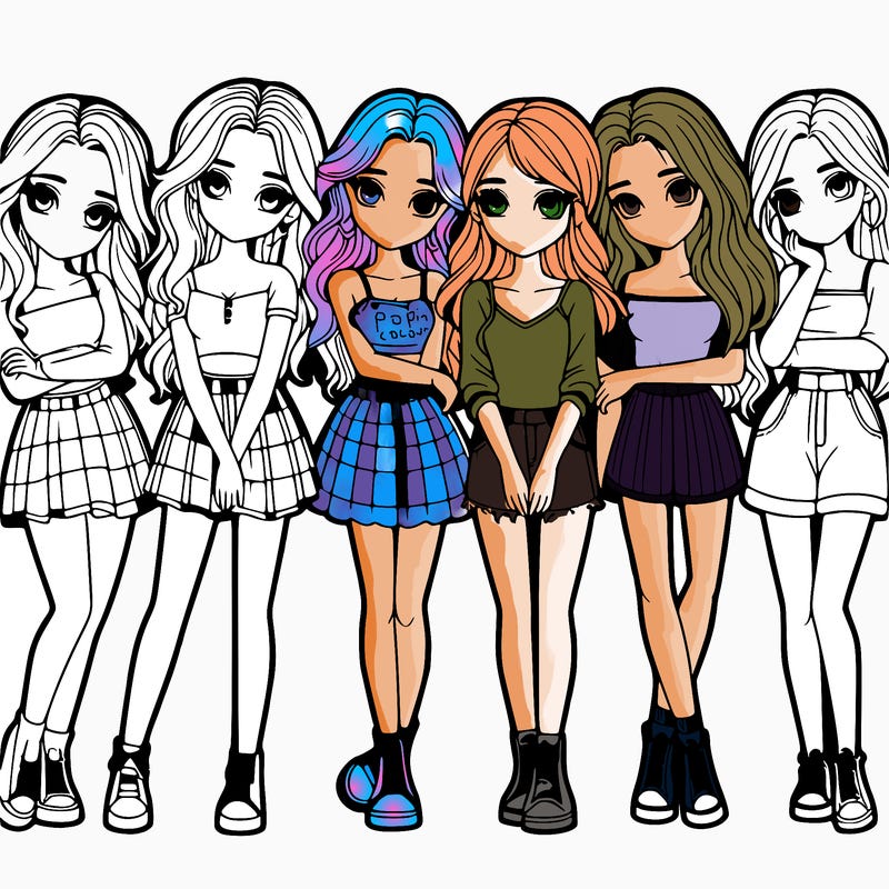 a group of girls realistic