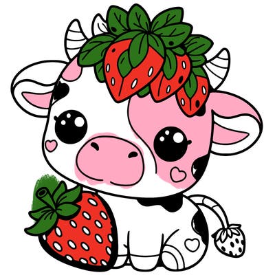 cute strawberry cow