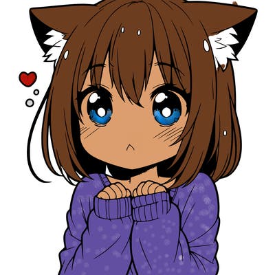 shy anime catgirl