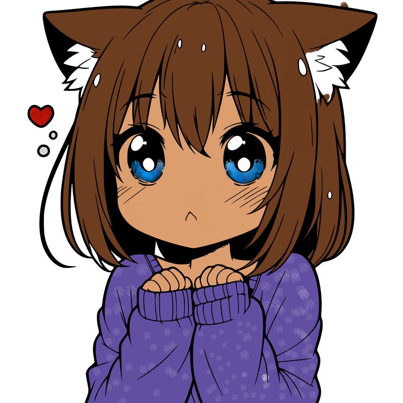 shy anime catgirl