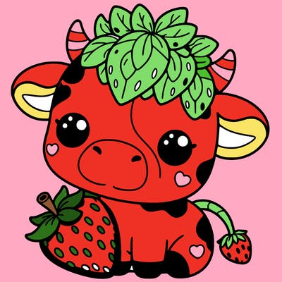 cute strawberry cow