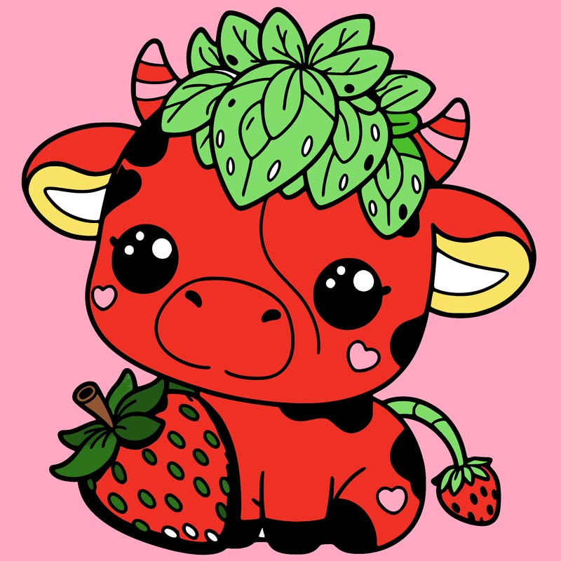 cute strawberry cow