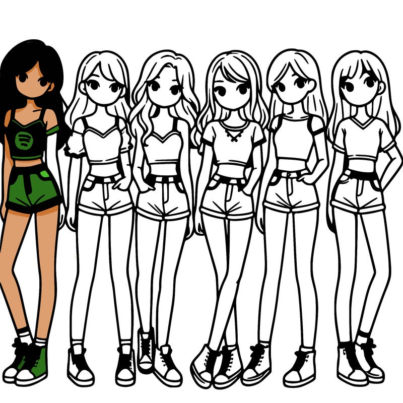 a group of girls wearing crop tops and shorts