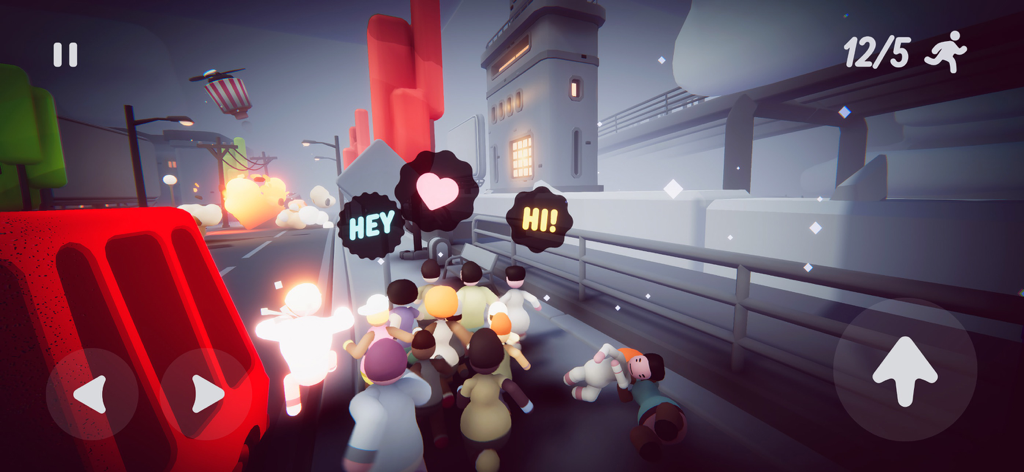 Populus Run - Una multitud de personajes corriendo a través de un nivel de ciudad en Populus Run