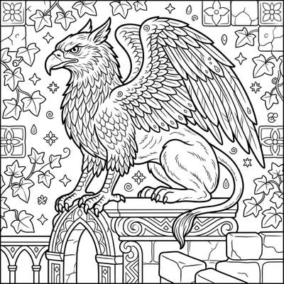 Dive into a mythical world with this stunning griffin gargoyle coloring page. Designed for teens, it features intricate details and a majestic pose, offering hours of creative engagement.