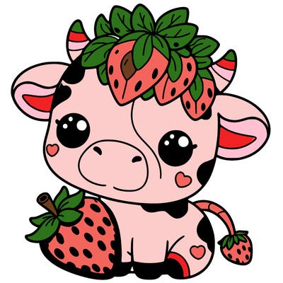 cute strawberry cow