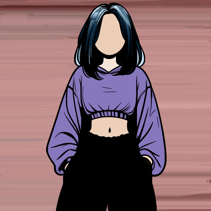 realistic girl faceless with baggy pants and a crop top