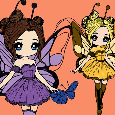 realistic girl in butterfly costume