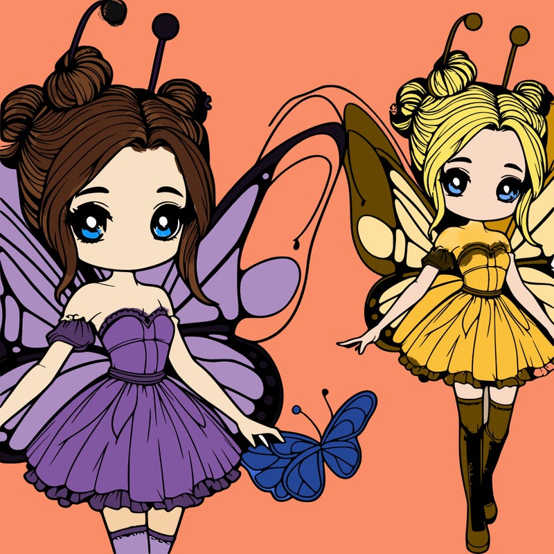 realistic girl in butterfly costume