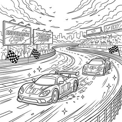 Rev up your creativity with this dynamic endurance racers coloring page, perfect for motor sports enthusiasts. Capture the thrill of high-speed competition as you bring these powerful racing cars to life with your favorite colors.