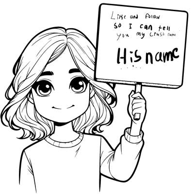 realistic girl holding up a sign