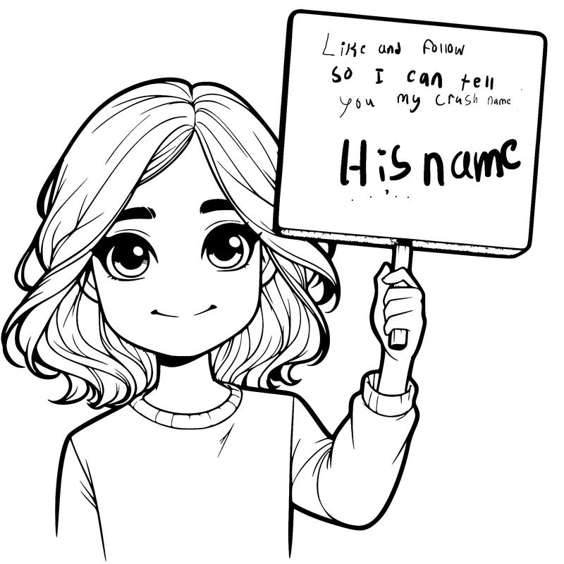 realistic girl holding up a sign