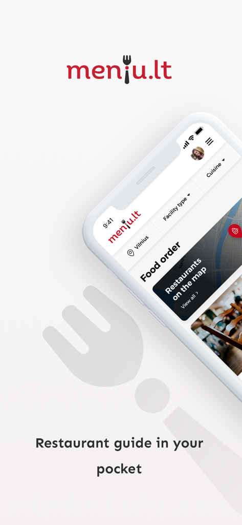 Meniu.lt - Meniu.lt mobile app interface showing restaurant guide and discovery features