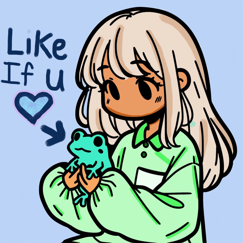 girl with long hair and a oversized shirt. and she is holding a frog