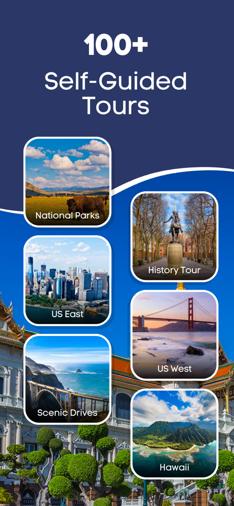 The Grand Palace Bangkok Guide - Un menú de más de 100 tours autoguiados que incluyen Parques Nacionales, Costa Este de EE. UU., Costa Oeste de EE. UU., Hawái y Tours de Historia.