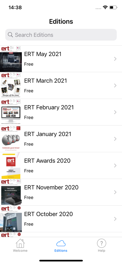ERT Magazine - A list of digital monthly issues and awards editions available for free download in the ERT Magazine app.