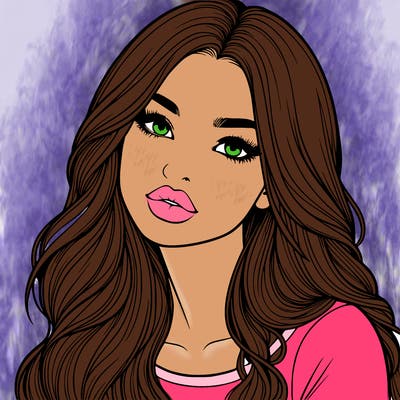 realistic girl with hair on her hair and lips