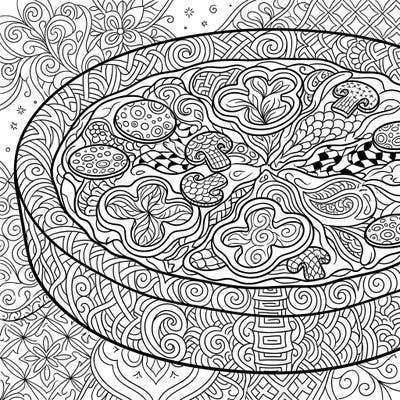 Unleash your creativity with this delightful Zentangle deep dish pizza coloring page. Immerse yourself in a world of intricate patterns, turning a culinary classic into a masterpiece of mindful art.