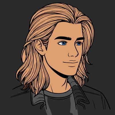 realistic guy with long hair