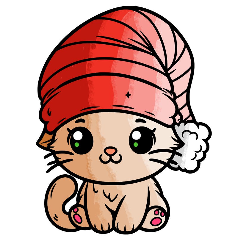 cute kitty wearing a christmas hat