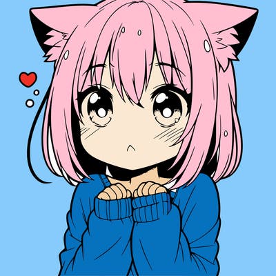 shy anime catgirl