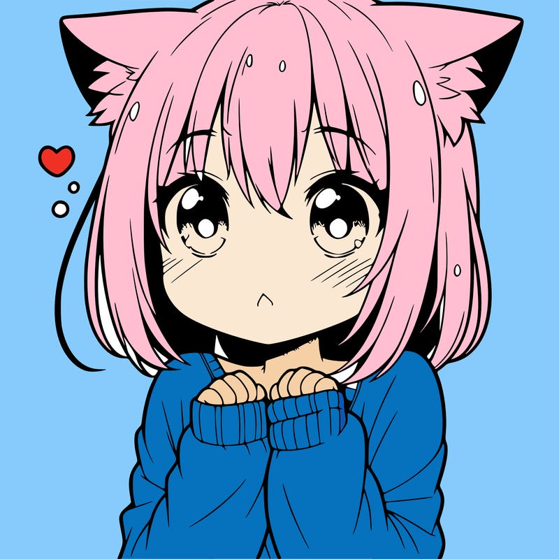 shy anime catgirl