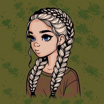 realistic girl with braids