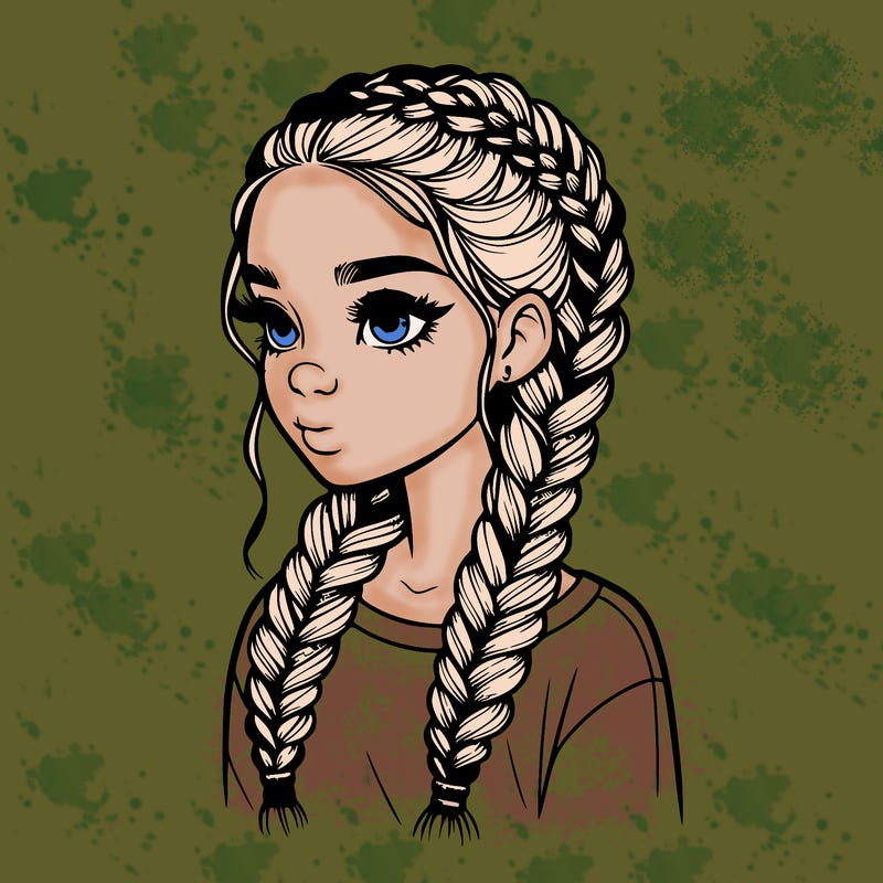 realistic girl with braids