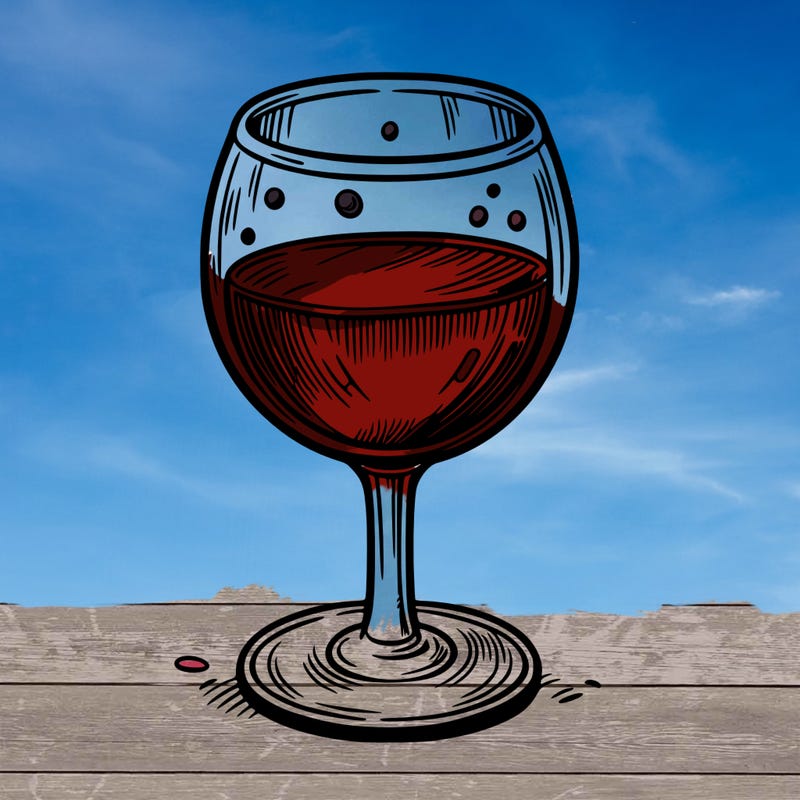 a realistic glass with wine inside