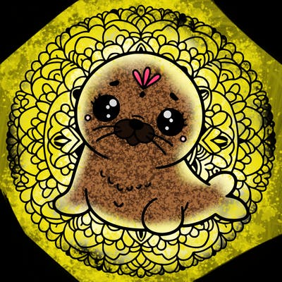 a cute baby seal mandala