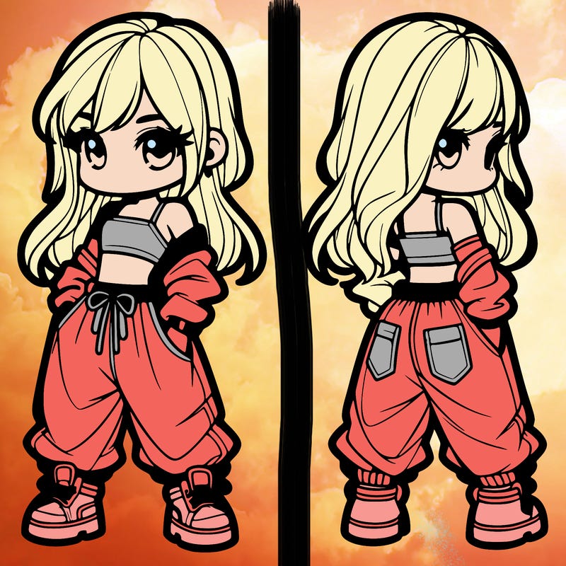 girl in crop top and baggy pants