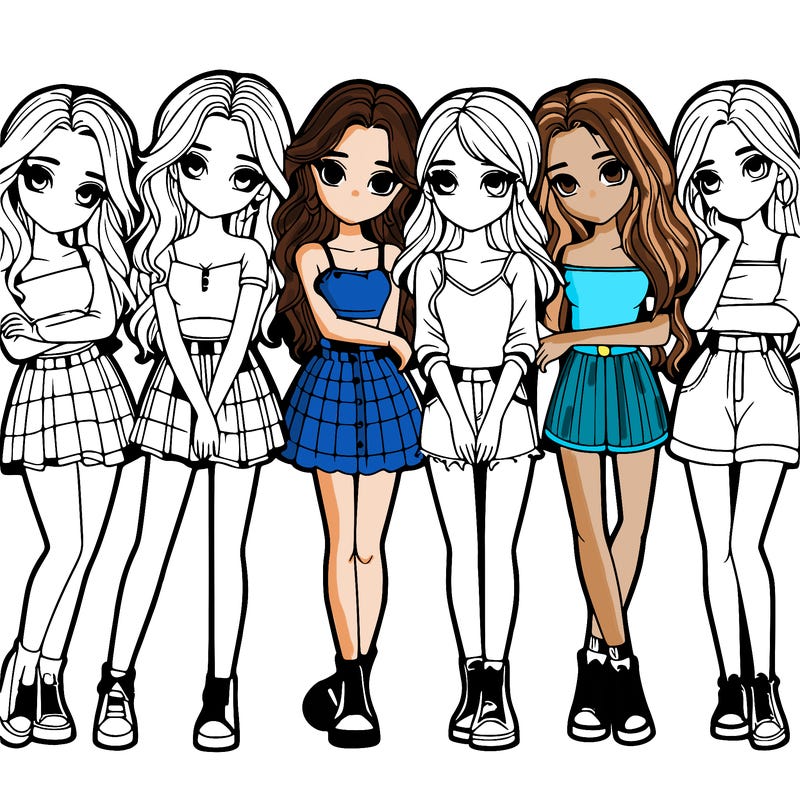 a group of girls realistic