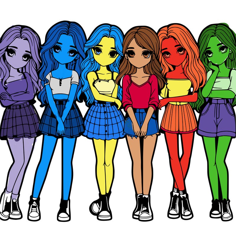 a group of girls realistic