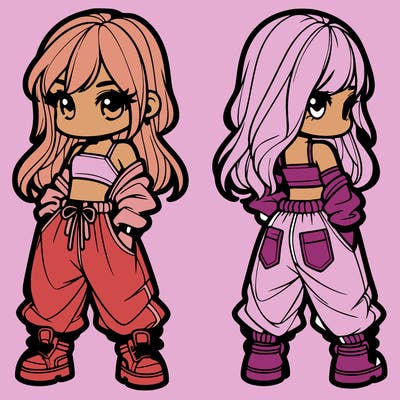 girl in crop top and baggy pants