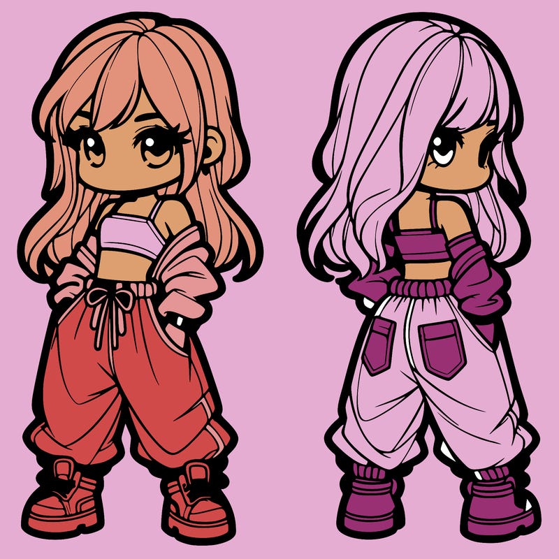 girl in crop top and baggy pants