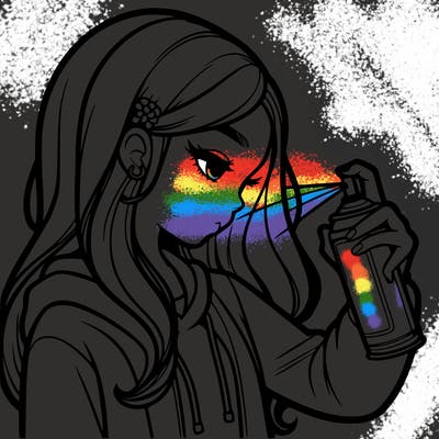 a realistic girl spray painting