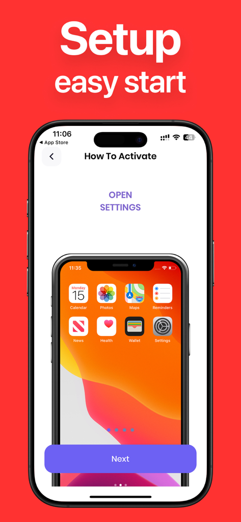 PornBlocker App - PornBlocker App setup screen showing how to activate the blocker via iPhone settings for an easy start.