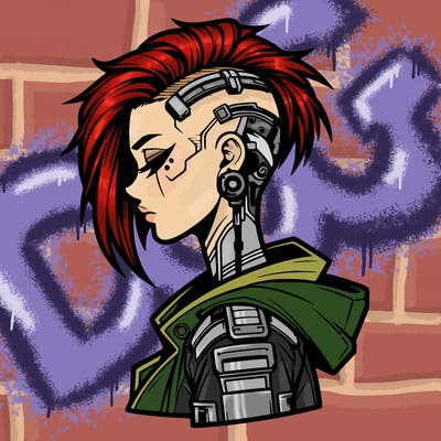 cyber-punk girl with sidecut hair