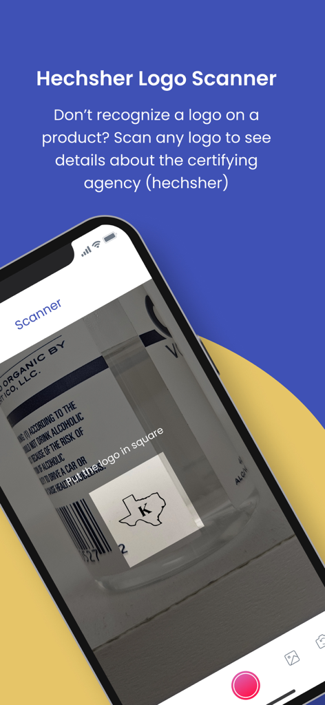 cRc Kosher - Smartphone using the cRc Kosher app Hechsher Logo Scanner to identify a kosher certification symbol on a product