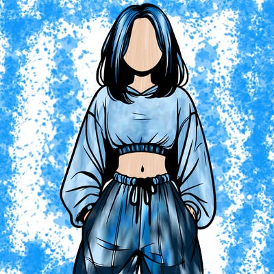 realistic girl faceless with baggy pants and a crop top