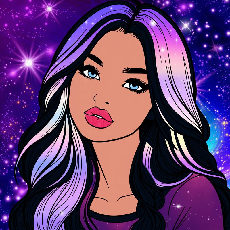 realistic girl with hair on her hair and lips