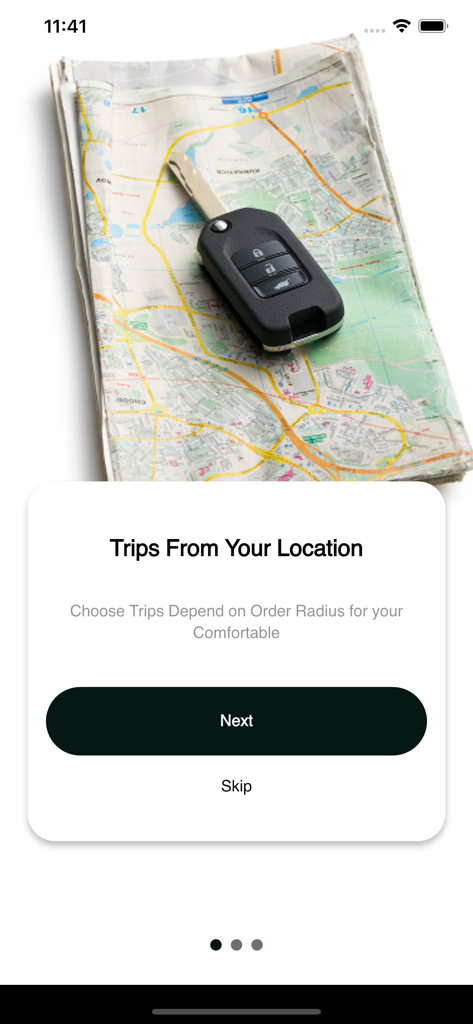Rovo Driver | روفو الكابتن - Rovo Driver app onboarding screen for choosing trips based on location radius