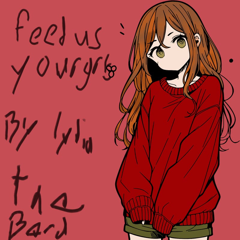 manga teen girl  in a sweater and baggy pants