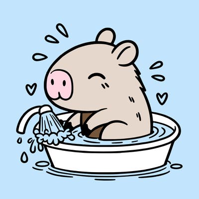 capybara taking a bath