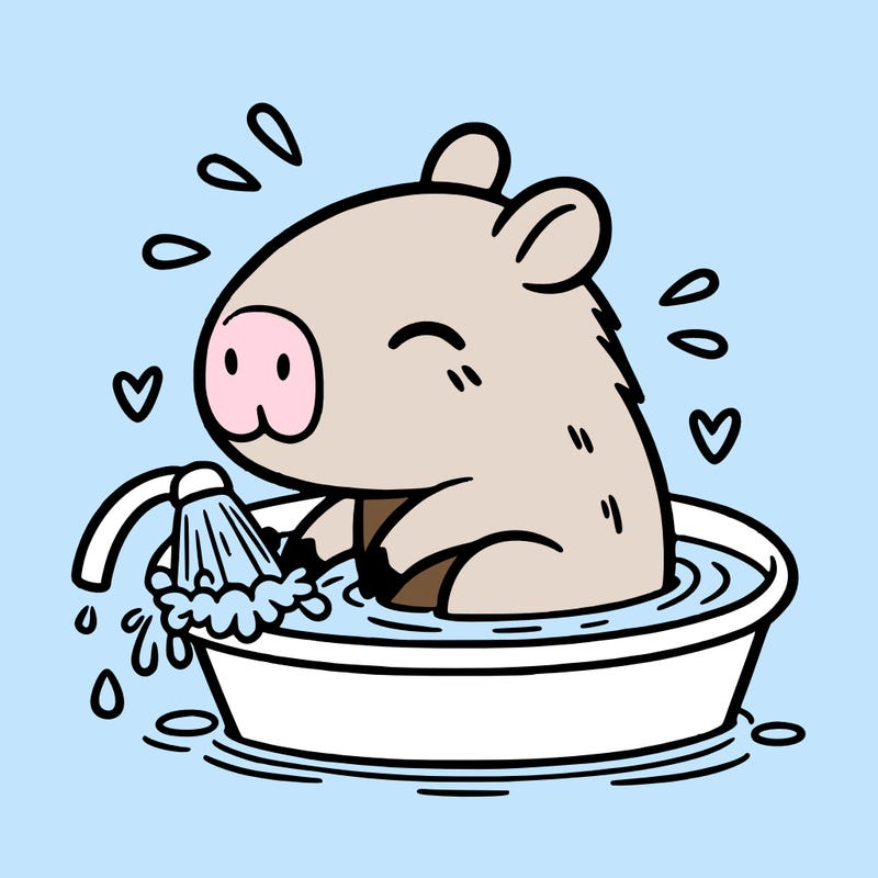capybara taking a bath