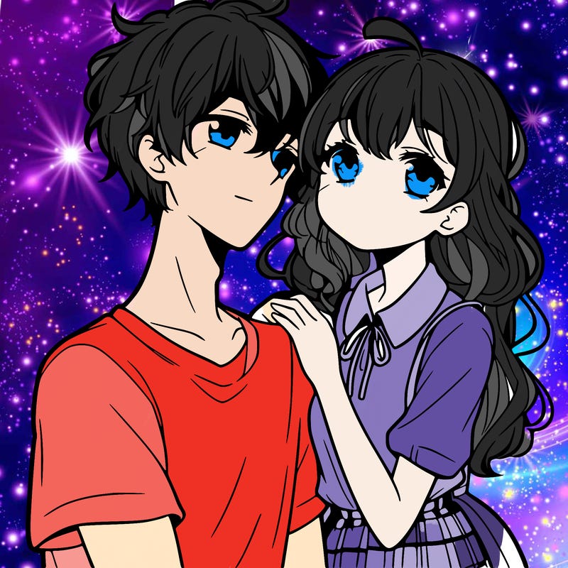 teen boy and girl anime in love