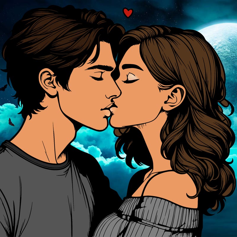 realistic couple kissing