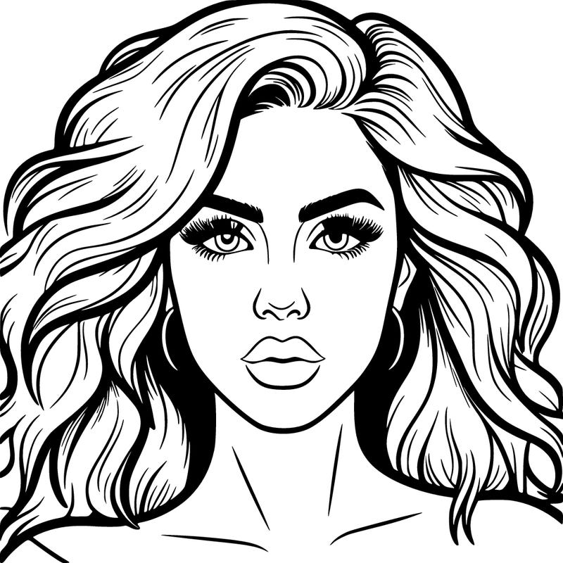 realistic girl eyes lips mouth hair pop star