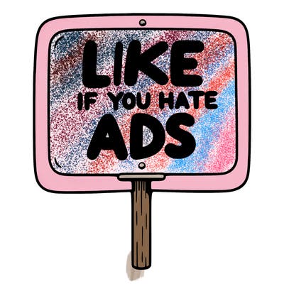 a sign that says like if you hate ads
