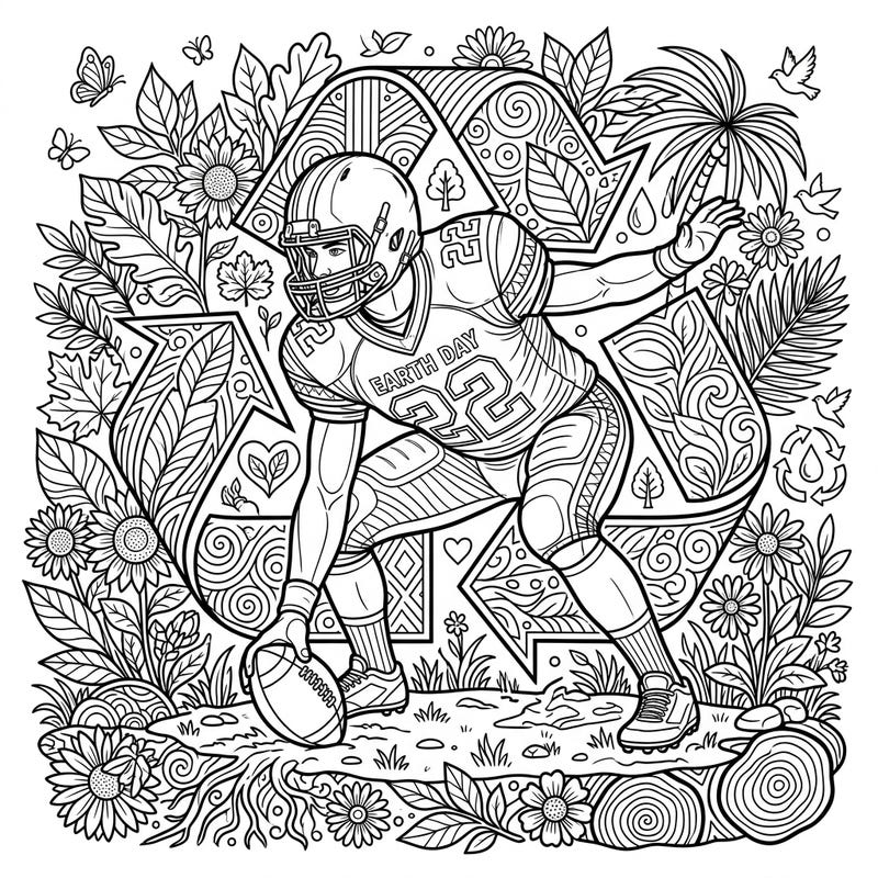 Dive into a unique coloring adventure celebrating both football and environmental awareness with this Long Snapper Earth Day design. Perfect for showcasing your love for the game while honoring our planet.